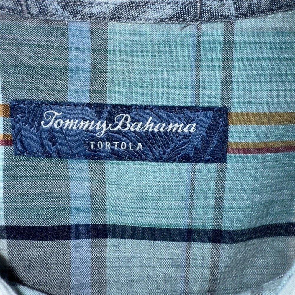 Tommy Bahama Tortola Sunwash Check Plaid Shirt 3XLB Big & Tall Azul Mar Cotton - Picture 5 of 12